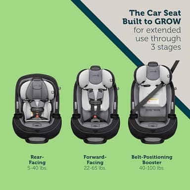 Safety 1st Grow and Go All-in-One Slim Convertible Car Seat, Rear Facing, 5-40 lbs, Forward Facing (30–65 lbs), High Back Booster Seat 40-100 pounds, Carbon Rose - Image 2
