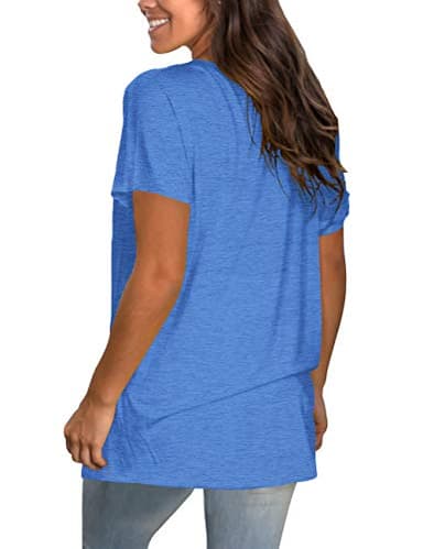 Saloogoe Womens Summer Tops 2025 Basic T Shirts Short Sleeve Loose Fit Tshirts Tees Cruise Outfits Crewneck L - Image 4