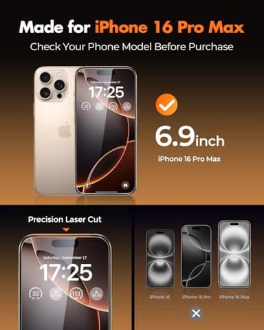 UNBREAKcable 2+2 Pack for iPhone 16 Pro Max Screen Protector & Lens Protector 【Military-Grade】【Easy Install】【Efficient Night Shot】9H+ Shatterproof Tempered Glass Film,Bubble-Free&Anti-Fingerprint ,Case Friendly-6.9 inch - Image 2