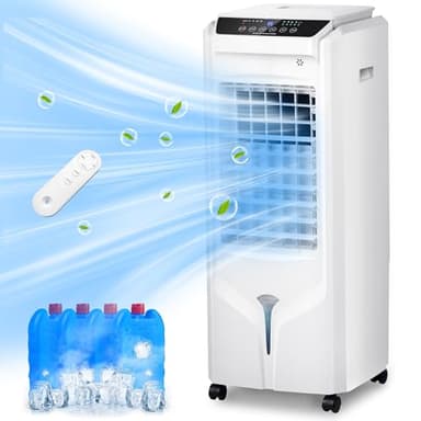 Uthfy 1800 CFM Evaporative Air Cooler, 32 Inch Swamp Cooler Air Conditioner with 4.2 Gal Water Tank, 120°Oscillation, 12H Timer, 3 Speed, 4 Modes, Remote, Portable Cooling Fan for Bedroom, Living Room