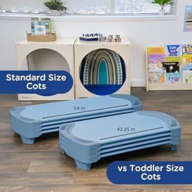 Children’s Factory SpaceLine Nap Cots, Kids Daycare and Preschool Sleeping Cot, Toddler Size, Set of 4, Wedgewood Blue - Image 6