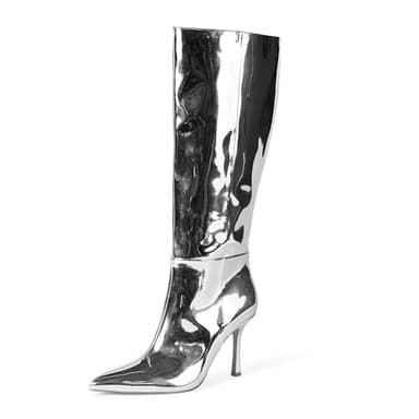 The Drop Women's Gemini Tall Heeled Boot, Silver Mirror, 9 - Image 1