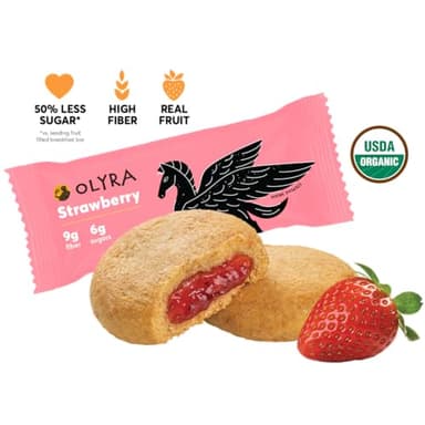 Olyra Strawberry - Organic Soft Baked Breakfast Bars - High Fiber - Healthy Breakfast Snacks with Real Fruit Filling - Healthy Snacks for Adults - Office Snack - School Kids Snack - Pack of 12 - Image 5