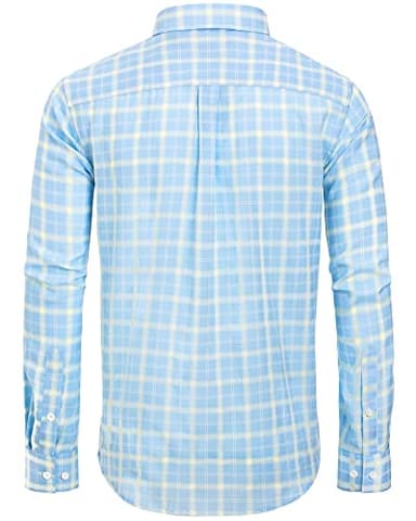 Alimens & Gentle Men's Plaid Button Down Shirts Cotton Long Sleeve Dress Shirts Regular Fit Gingham Shirts - Image 2