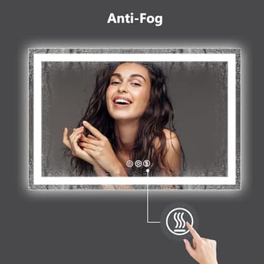 ROOMTEC 30 * 30 Inch Led Bathroom Mirror with Lights,Smart Dimmable Vanity Mirrors for Wall,Anti-Fog Backlit Lighted Makeup Mirror - Image 5