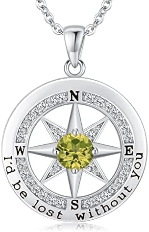 S925 Necklace Gift for Wife |Compass Jewelry |Women Anniversary |Sterling Silver |Girlfriend Birthday Gifts for Her Valentines |I'd be Lost without You |Jewel 18K Gold - Image 3