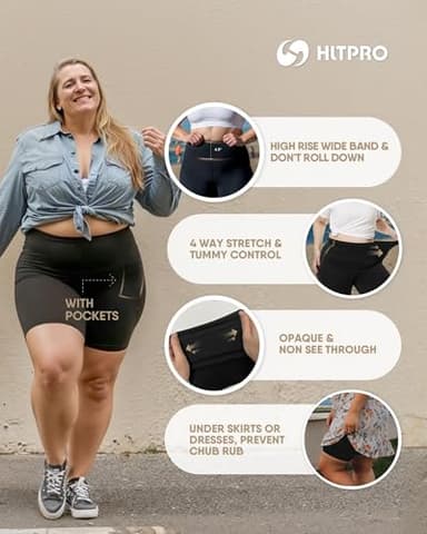 HLTPRO 3 Pack Plus Size Biker Shorts with Pockets for Women - 5" High Waist Soft Spandex Workout Yoga Running Shorts (2X, 3X) - Image 3