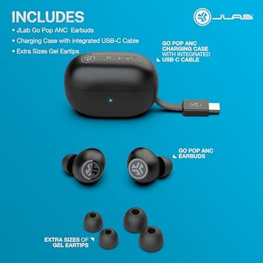 JLab Go Pop ANC True Wireless Earbuds & Charging Case, Black, Active Noise Cancelling, 10mm Drivers, Dual Connect, Customize Your Sound with App, Be Aware Mode, Compact Fit, MEMS Microphone - Image 7
