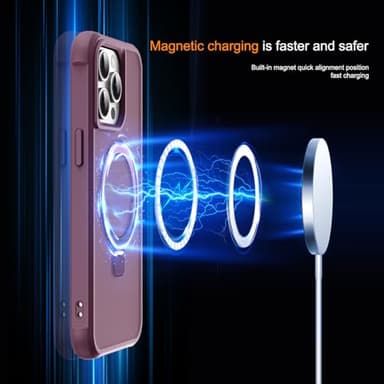 SKYLMW Compatible with iPhone 15 Pro Case with Invisible Magnetic O-Ring Stand Military-Grade Translucent Case for iPhone 15 Pro 6.1" [Compatible with Mag-Safe][Great Grip Feeling], Wine Red - Image 3