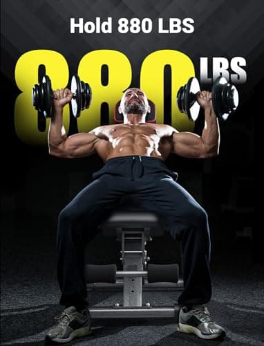 YOLEO 880LB Adjustable Weight Bench for Bench Press, MAX Foldable Weight Bench with Bench Press Stand/Extended Head for Home Gym/Full Body Workout 90 Degree Workout Bench User 6'56''(Max Version) - Image 2