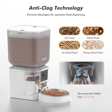 Automatic Dog Feeder - 8L/34 Cups Large Capacity Automatic Cat Food Dispenser with LCD Screen, Large Food Tray, Battery Operated, Timed Cat Feeder, Up to 50 Portions 6 Meals Per Day, Keeps Fresh - Image 4