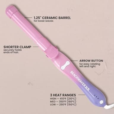 The Beachwaver Co. Beachwaver B1.25 Rotating Curling Iron - Pink Sunset | Automatic 1.25 Inch Ceramic Curling Iron | Auto-Shut Off, Travel-Friendly, Dual Voltage | B-Series (BW17SS - Image 5