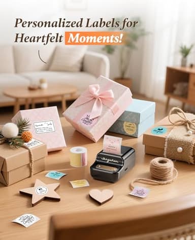 NIIMBOT B21 Inkless Label Maker, Portable Thermal Label Printer for Clothing, Address, Business, Compatible with iOS & Android, with 1 Pack 50x30mm White Label, Black - Image 2