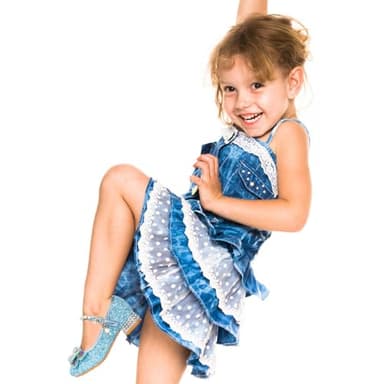 Qimaoo Girls Dress Shoes Mary Jane Princess Shoes Girls' Flats Glitter Low Heels Flower Wedding Party Footwear - 13 Little Kid (738 Blue) - Image 6