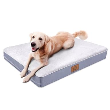 Orthopedic Dog Bed for Extra Large Dogs, XXL Waterproof Deluxe Plush Dog Crate Bed with Removable Washable Cover & Anti-Slip Bottom, Egg Crate Foam Pet Bed Mat, 44 x 32 Inches, Silver Grey - Image 1