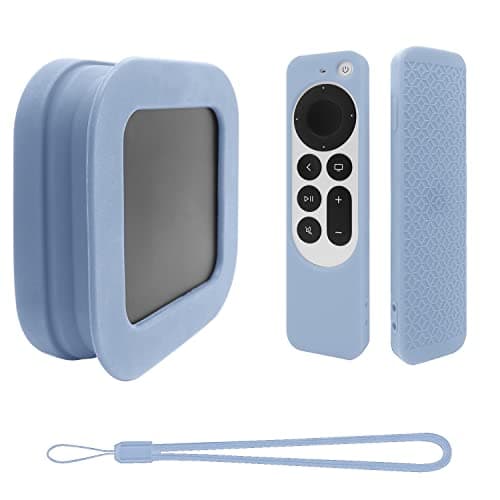 ZEVGOV Silicone Case for 2022 Apple TV 4K Siri (Wi-Fi Ethernet) Remote Cover, Silicone Protective TV Box Case, Remote-Control Sleeve, Foldable of Protective Sleeve Shell. (Sky-Blue)