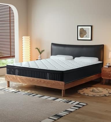 Huyamy Queen Mattresses,14 Inch Queen Size Mattresses in a Box,Memory Foam Hybrid White & Black Mattress with Provide Support and Improve Sleep,Pressure Relief,Medium Firm - Image 5