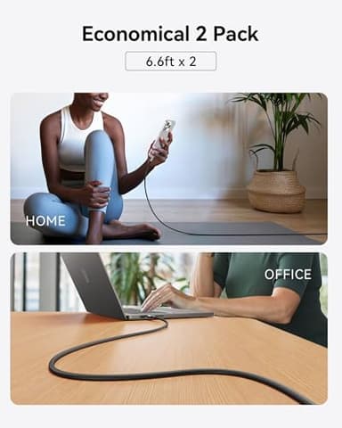 INIU USB C to USB C Cable, 240W Fast Charging [6.6ft, 2-Pack] Type C Charger Cord, Braided USBC Phone Charger Cable for iPhone 17 16 15 Pro Max Samsung S25 S24 Laptops MacBook iPad Air Switch etc. - Image 7