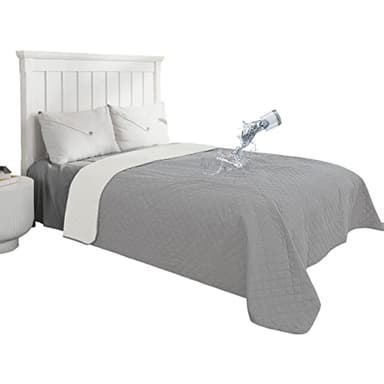 Easy-Going 100% Waterproof Dog Bed Cover Reversible Leak Proof Couch Cover Washable Sofa Cover Furniture Protector Blanket for Pets Kids Children Dog Cat (110x90 Inch, Light Gray/Ivory) - Image 1