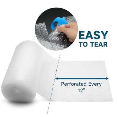 Bubble Cushioning Wrap 12 inch x 36ft - Large Plastic Packing Roll for Moving Boxes & Shipping Supplies - Moving Supplies, Perforated Every 12 Inch - Image 2