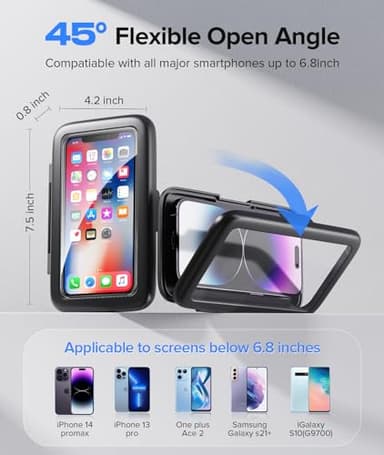 LC-dolida Shower Phone Holder Waterproof 480 Rotation Phone Stand Case Mount for Bathroom Batheub Kitchen Wall Mirro Compatible with iPhone 17 16 15 14 13 Plus Pro Max XS XR up to 6.8" Cell Phone - Image 8