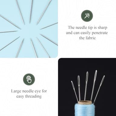 KOLEONHOME 60 Pcs Large Eye Sewing Needles, 5 Sizes Embroidery Needles, Hand Sewing Needles with Aluminum Storage Tube, Sewing Supplies for Hand Sewing Art Crafts - Image 3