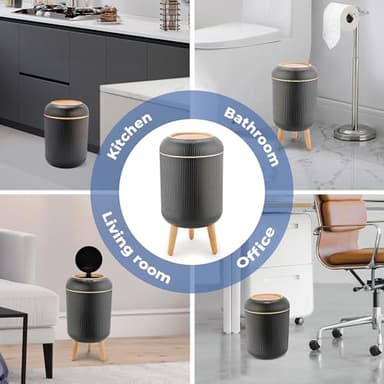 Pukomc Smart Sensor Wastebasket, Convenient and Hygienic Easy to Use, Technology Sensor Waterproof Wastebasket Plastic Trash can for Kitchen, Bathroom, Bedroom, Living Room, Office and Outdoor Black - Image 8