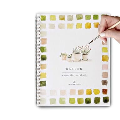 Emily Lex Watercolor Workbook, Easy Nature Scenes for Beginners, Optional 12 Colors Watercolor Set, Perfect for Kids, Adults, and Teens, Art Supplies for Creative Exploration (Garden) - Image 1