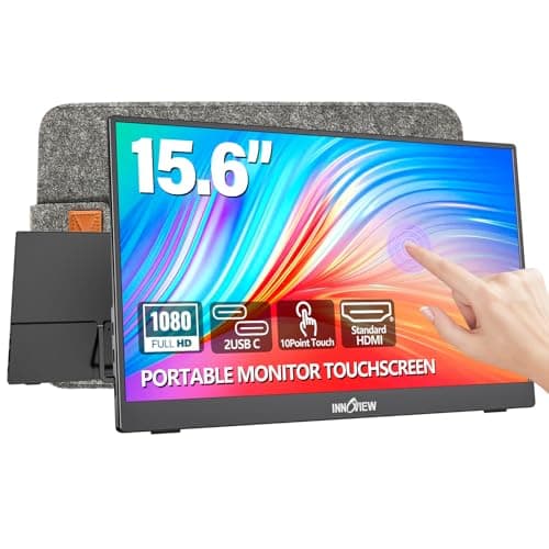 InnoView Portable Monitor Touchscreen 15.6" 1080P 10-Point Touch Screen Monitor Portable with Protective Sleeve Built-in Stand, 1200:1 HDMI USB C Travel Monitors for Laptop, PC, Phone - Image 1