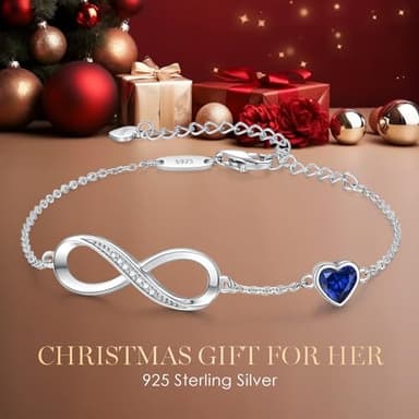 CDE Infinity Heart Symbol Charm Link Bracelet for Women 925 Sterling Silver Adjustable Mother's Day Gift Anniversary Jewelry Christmas Birthday Gifts for Wife Girlfriend Her - Image 4
