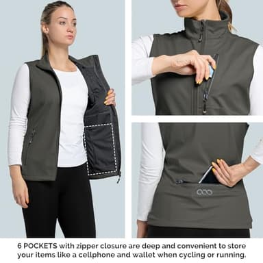 33,000ft Women's Lightweight Running Vest Outerwear with Pockets, Windproof Sleeveless Jacket for Golf Hiking Travel - Image 4