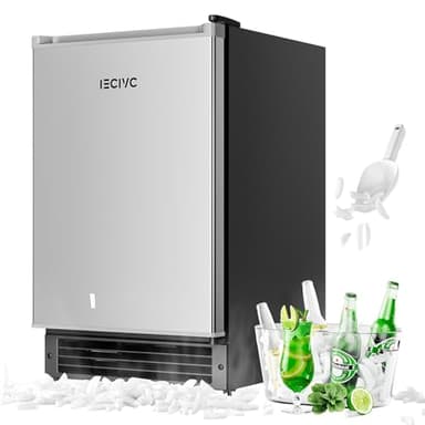 IECIVC Under Counter Crescent Ice Maker Machine, 15'' W Drainless Built-in Ice Maker, 15 LBS/Day with 12 LBS Storage Bin, Perfect for Commercial Home Bar, No Drain - Image 1