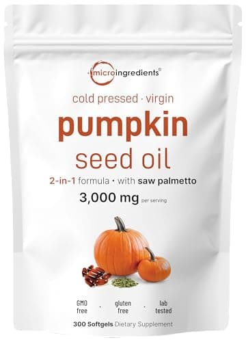 Pumpkin Seed Oil with Saw Palmetto, 3000mg Per Serving, 300 Softgels | Cold Pressed, Pure Virgin Oil, Essential Fatty Acids & Phytosterols | Supports Hair, Urinary, Bladder & Prostate Health | Non-GMO - Image 1