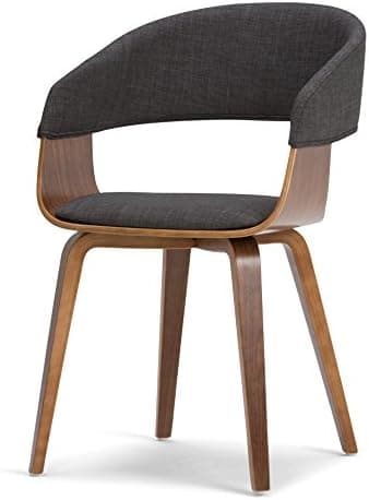 SIMPLIHOME Lowell Dining Chairs - Upholstered Walnut Finish Bentwood Frame and Linen-Style Fabric Kitchen Chair in Charcoal Grey, Modern Dining Room Seating with Curved Back and Padded Seat - Image 3