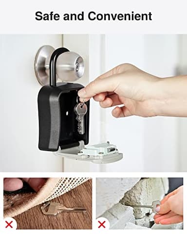 Puroma Key Lock Box, Portable Combination Lockbox Wall-Mounted Key Storage Box for House Keys, Resettable Code Safe Security Lock Box for Home, Office, Apartment Spare Key Storage (1 Pack, Gray) - Image 7