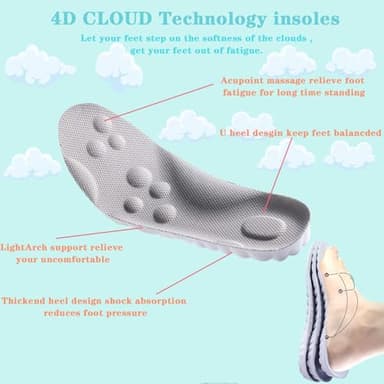Steppers Insoles for Men and Women Adjustable Size, 2 Pairs 4d Cloud Insole for Mens,Boot Insoles for Menn, Memory Foam Shoe Insertss for Women (L) - Image 4