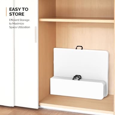 VINGLI Picnic Table Set with 2 Benches, 6 Feet Camping Table Chair Set,3-Piece Folding Furniture for Indoor or Outdoor Use, Smooth Tabletop, White - Image 5