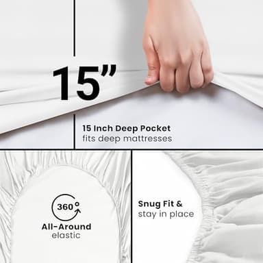 Utopia Bedding King Fitted Sheet - Bottom Sheet - Deep Pocket - Comfy Microfiber - Easy Care -1 Fitted Sheet Only (White) - Image 3