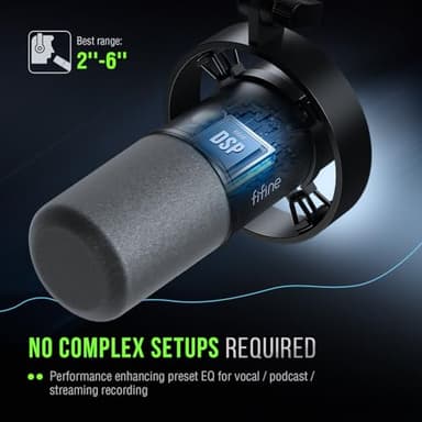 FIFINE K688 Podcast Microphone Kit, USB/XLR Dynamic Microphone with Boom Arm for PC/XLR Mixer, Gaming Mic with Mute Button, Headphone Jack for Vocal, Voice-Over, Streaming, Music Recording -K688CT - Image 6