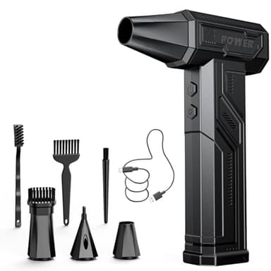 COOLDOVE Super Wind Monster - 1 Min Fast Cleaning Dust, Compressed Air Duster, 4-Gear Adjustable Electric Air Duster with Light, Rechargeable Air Blower for Keyboard, PC, Car, and Home Cleaning - Image 1