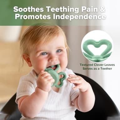 Haakaa Clover Baby Fruit Feeder Teether & Mini Freezer Nibble Tray – BPA-Free Silicone Breastmilk Popsicle Mold for Baby Teething Relief & Self-Feeding, 4M+ (Pea Green) - Image 3