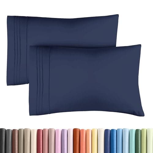 King Pillow Cases Set of 2 - Ultra Soft Hotel Quality Pillowcase Covers - Luxury Comfy Bedding for Women, Men, Kids and Teens - Machine Washable Pillow Protectors - 2 Pieces Set - King Size Navy Blue - Image 1
