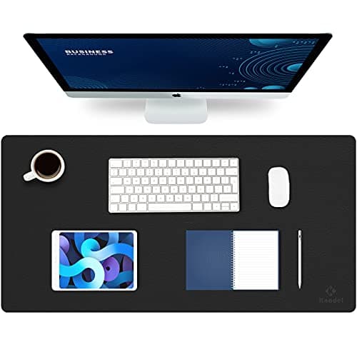 K KNODEL Large Office Leather Desk Mat, Mouse and Keyboard Pad, Computer and Laptop Mat, Desktop Protector and Cover, Writing Pad and Blotter (31.5"x15.7", Black) - Image 1
