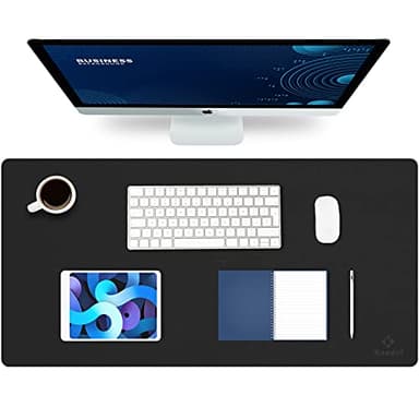 K KNODEL Large Office Leather Desk Mat, Mouse and Keyboard Pad, Computer and Laptop Mat, Desktop Protector and Cover, Writing Pad and Blotter (31.5"x15.7", Black) - Image 1