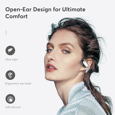 EUQQ Open Ear Bluetooth 5.4 Earbuds, Sport Over Earphones Wireless Headphones Built-in Mic with Ear Buds LED Display, Touch Control, IPX7 Waterproof Hook Design 50Hrs Playtime for Sports, Black - Image 5