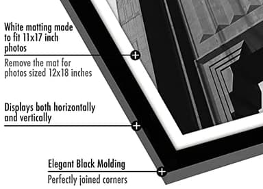 Americanflat 12x18 Poster Frame with Polished Plexiglass - Set of 5 - Use as 11x17 Frame with Mat or Display 12x18 Photo Without Mat - Galleria Collection - Picture Frames for Wall Display - Black - Image 3