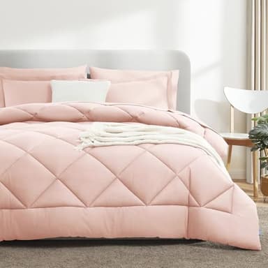 CozyLux King Size Comforter Set Blush Pink - 7 Pieces Bed in a Bag King, Luxury Soft Bed Set for All Seasons, Bedding Set with Down Alternative Comforter, Sheets, Pillowcases & Shams - Image 7