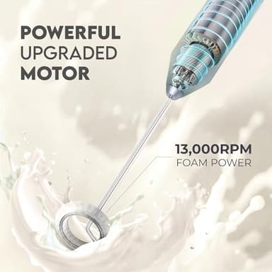 Zulay Kitchen Powerful Milk Frother Wand - Handheld Stainless Steel - Battery Operated Drink Mixer for Coffee, Lattes, Cappuccino, Matcha - Froth Mate Frother Gift - Black - Image 7