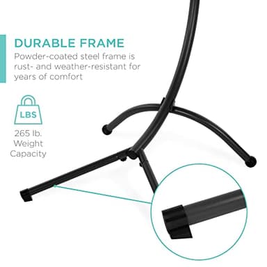 Best Choice Products Outdoor Hanging Curved Steel Chaise Lounge Chair Swing w/Built-in Pillow and Removable Canopy - Teal - Image 7