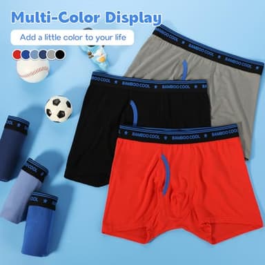 BAMBOO COOL Boys' Underwear Moisture-Wicking Brethable Boxer Briefs Soft Lightweight Tag-Free with Fly Pouch 6-Pack - Image 6